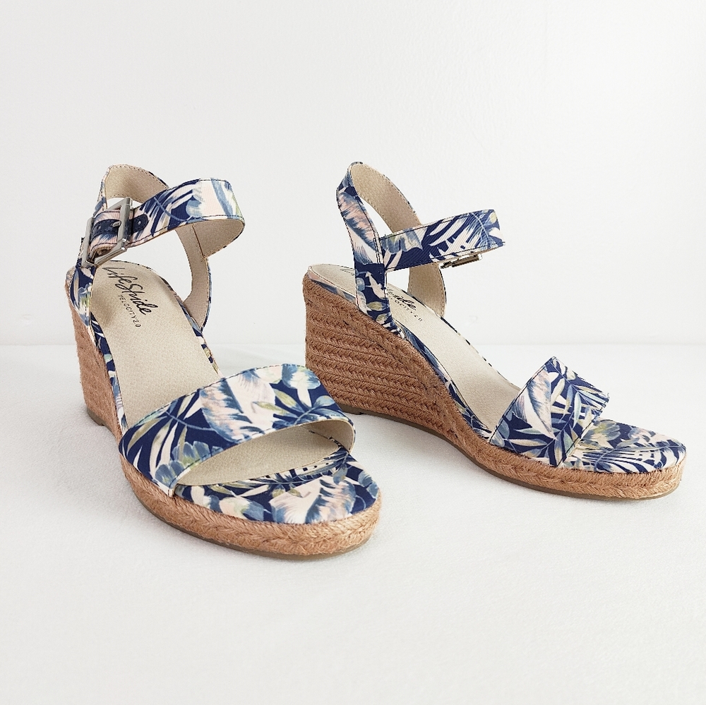 NEW! LifeStride Wedge Sandals Tango 2 Espadrilles Size 10 Heels Straw Woven Open